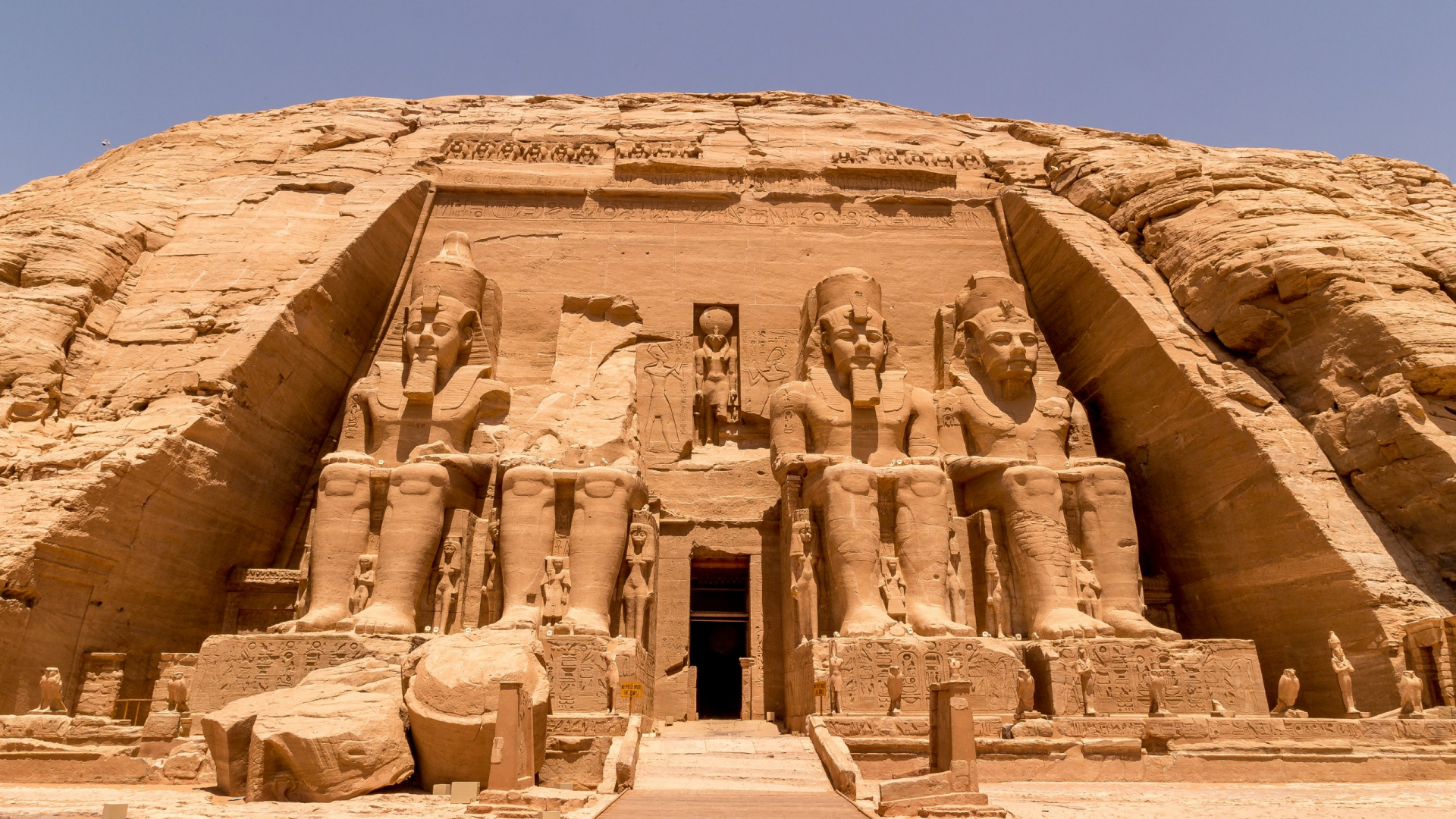 The Front of the Abu Simbel Temple, Aswan, Egypt.