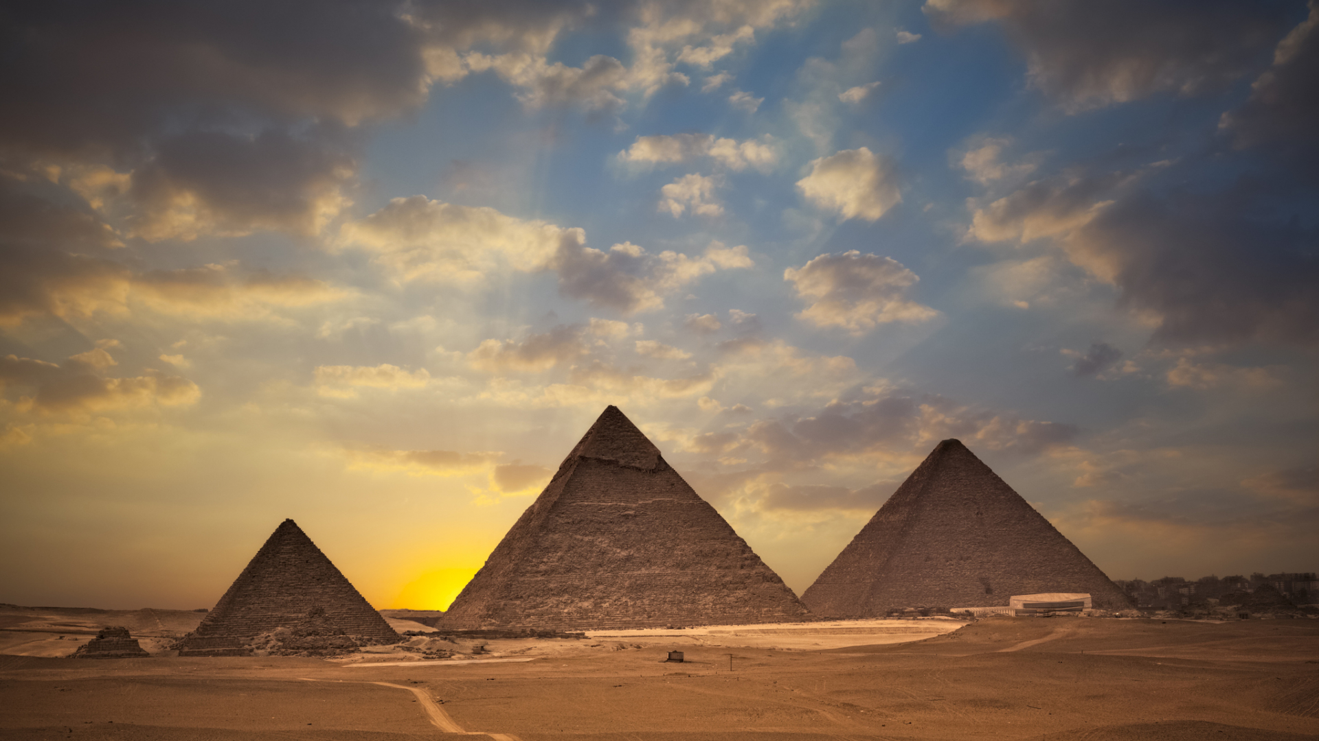 Pyramids of Giza at Sunset