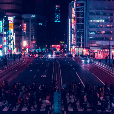 Blade runner Style Shinjuku Crossing at night