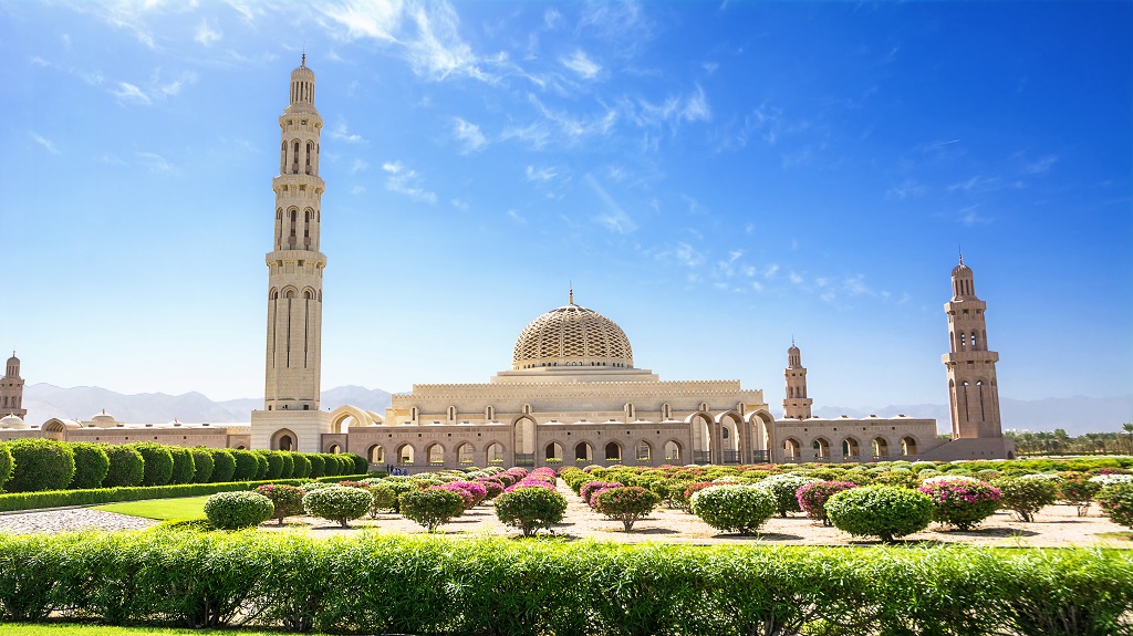 Gardens and the Muscat Grand Mosque (Oman)