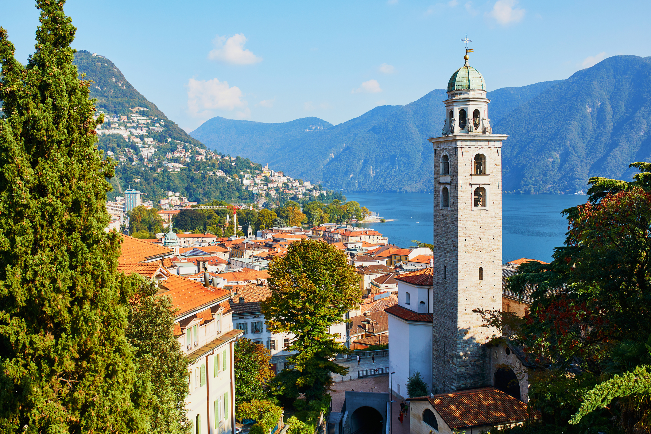 Old town of Lugano, canton of Ticino, Switzerland