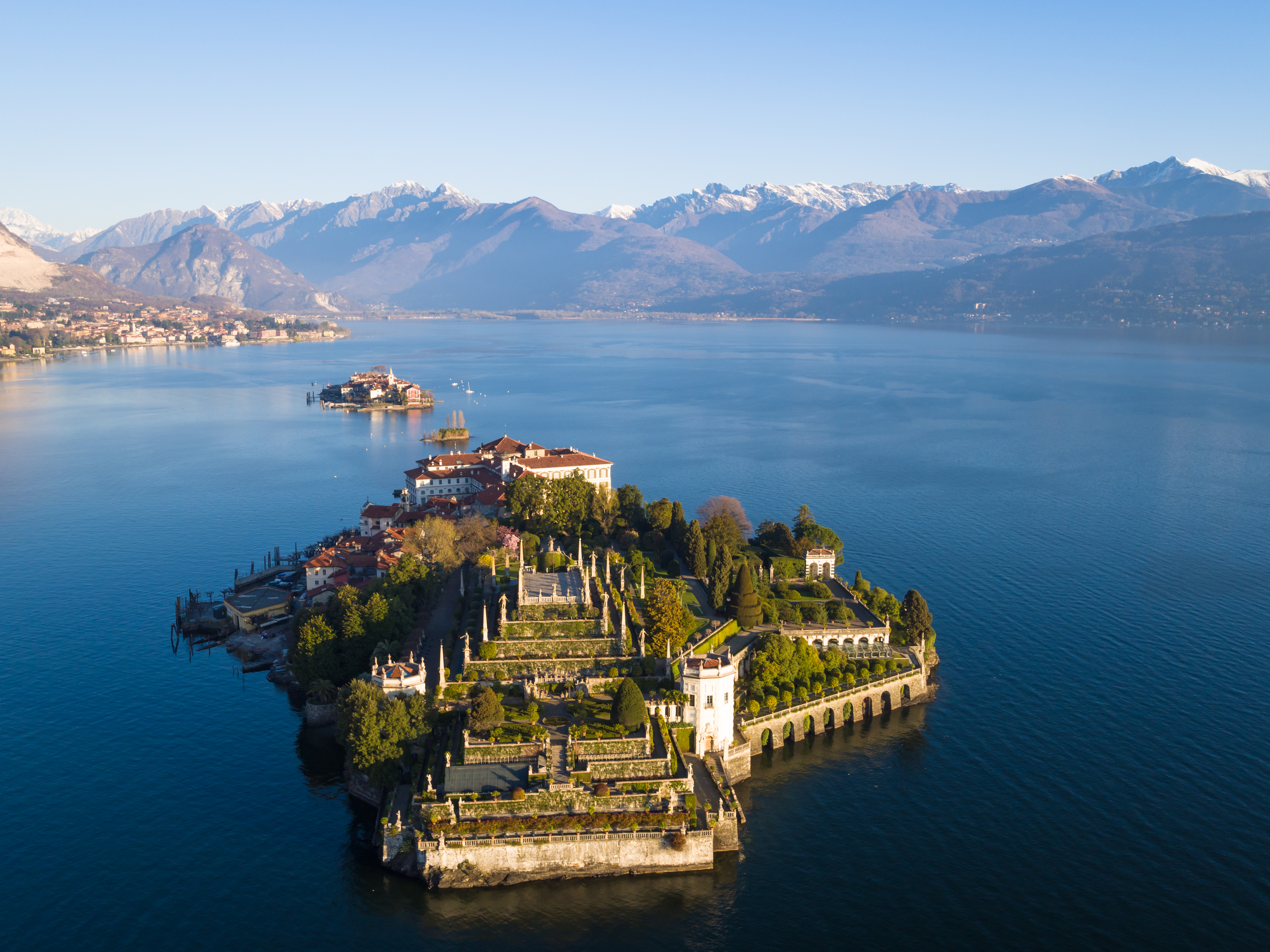 Isola Bella on Lake Maggiore from bird view