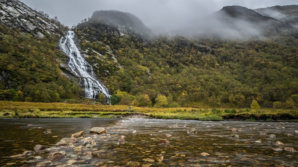 Steall Falls in Glen Nevis, Scotland