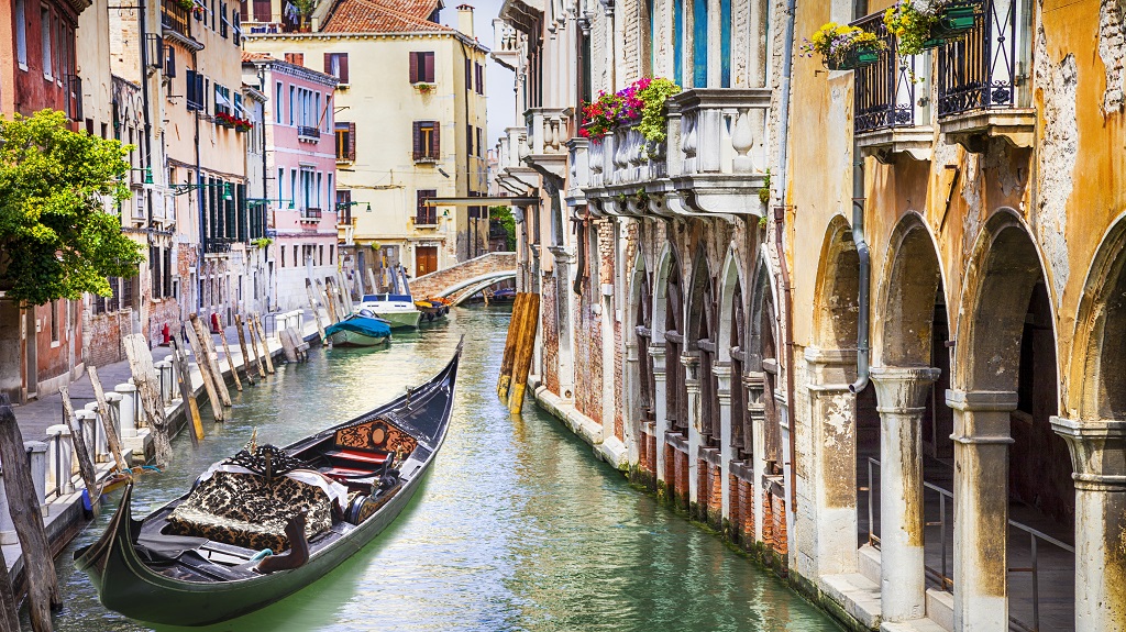 Gondola in colorful Venice, Italy