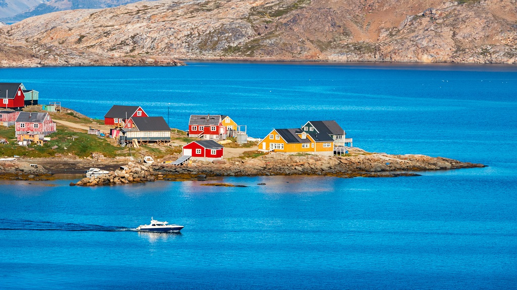 Colorful Houses and Boat in Kulusuk Greenland