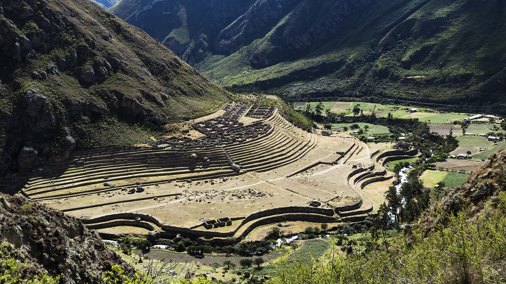 Llactapata Inca Ruins Peru South America Along Machu Picchu Trails