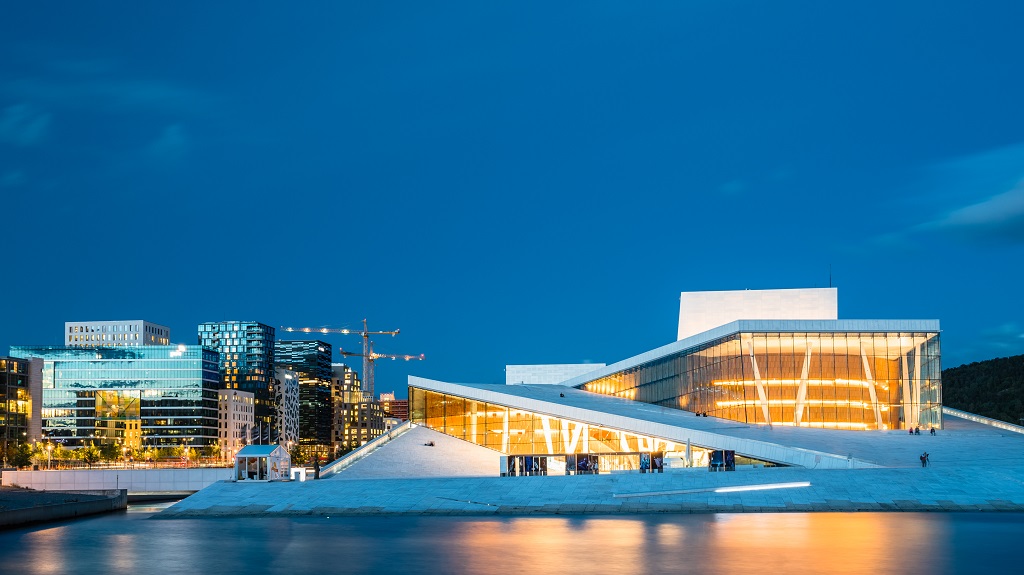 Exterior of White Building of The Oslo Opera House, Norway