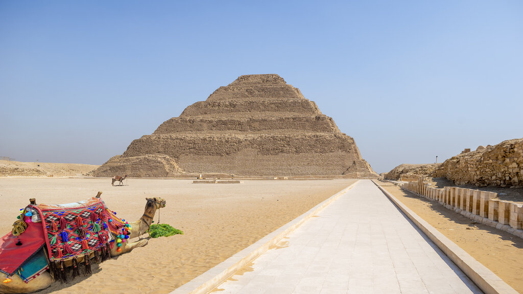 Camels at The Step Pyramid, Sakkara, Egypt
